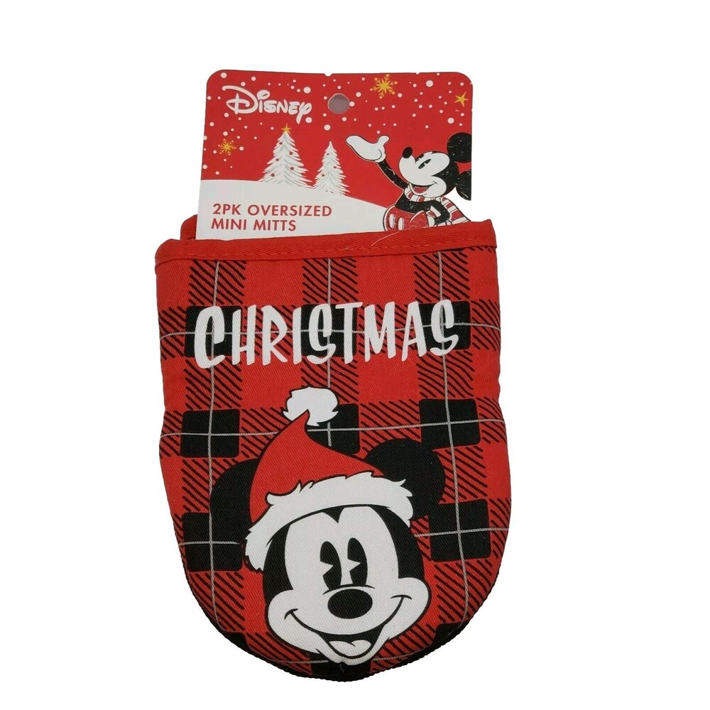 Disney Mickey Mouse 2-Pk Oversized Mini Oven Mitts Christmas Holiday Kitchen NWT